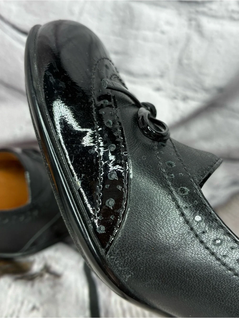 Dark Academia Black Leather Romantic Goth Twee Wingtip Brogue Oxford Pumps 6.5